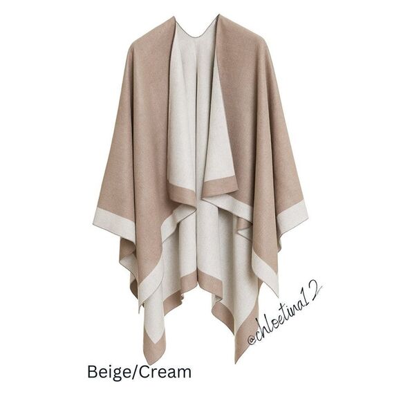 New Luxe Reversible Wrap Shawl Poncho Cardigan - Picture 14 of 16